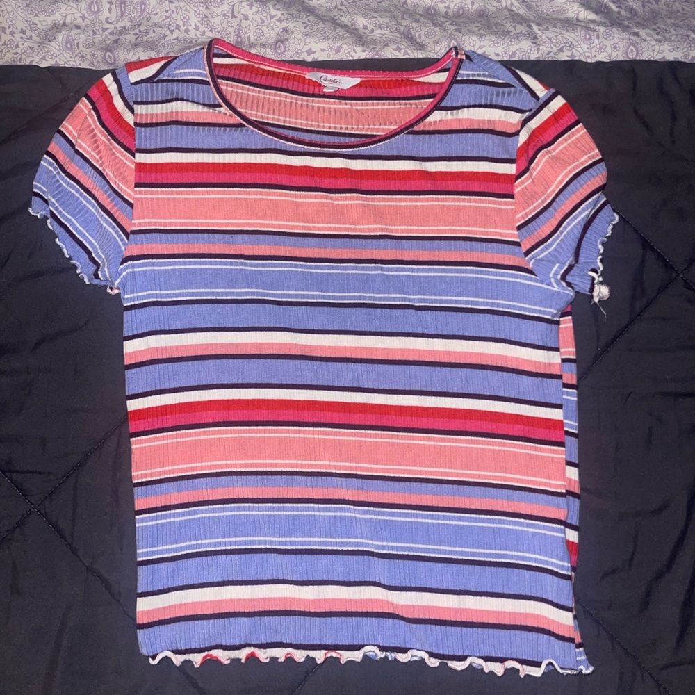 Striped ribbed cropped top